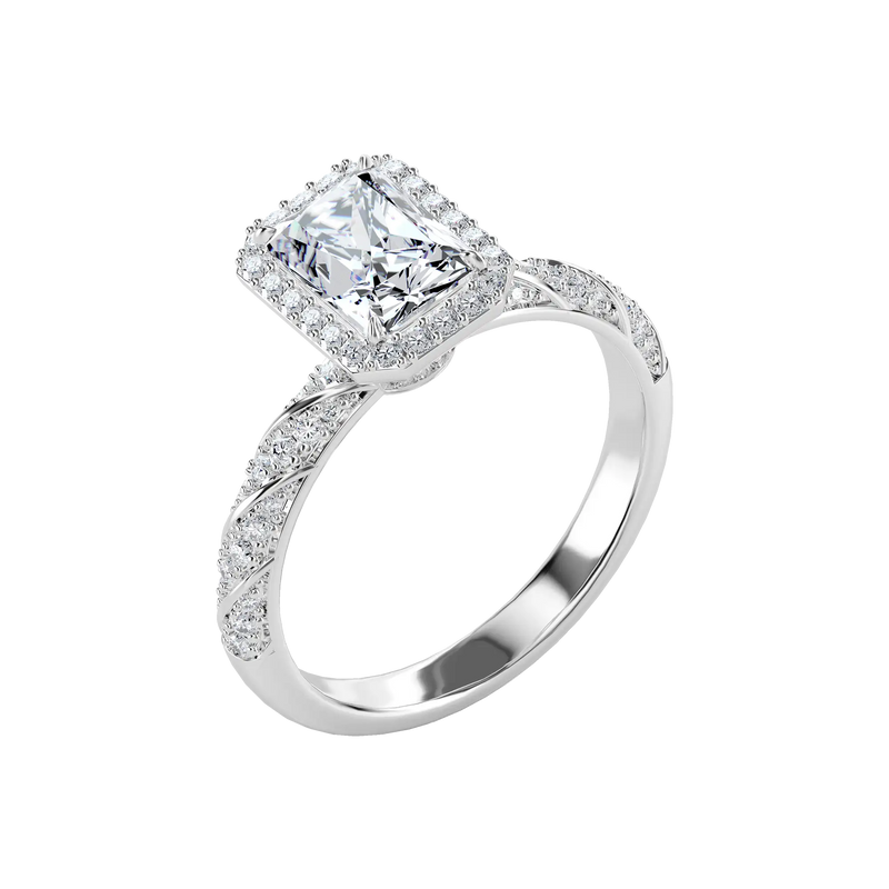 Bague de fiançailles en corde de diamant Halo taille émeraude personna - APORRO