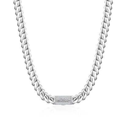 Einfache goldene Moissanit -Prong Cuban Link -Kette