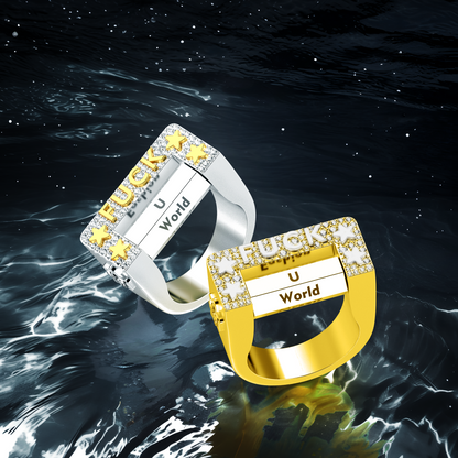 Benutzerdefinierter 6-seitiger Spinnring „Fxxk“.