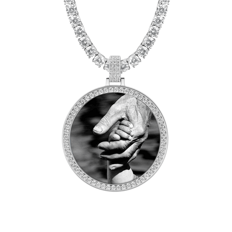 Custom Moissanite 46MM Photo Necklace Pendant