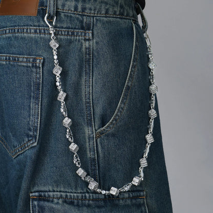 Moissanite Skull Dice Luxe Chain & Wallet Chain