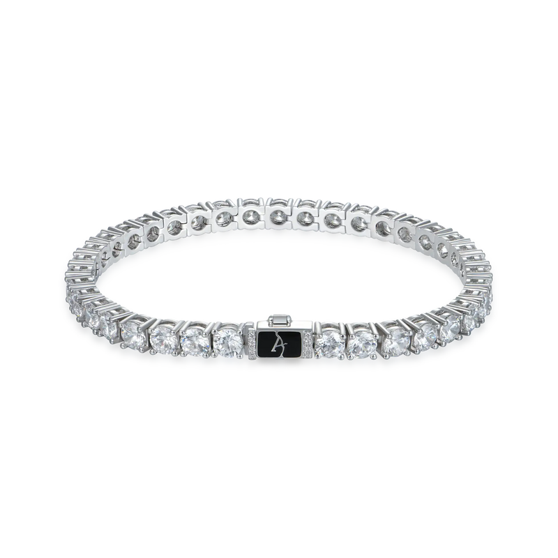 [item_id_1478868861027]5mm New White Gold Iced Tennis Bracelet - APORRO