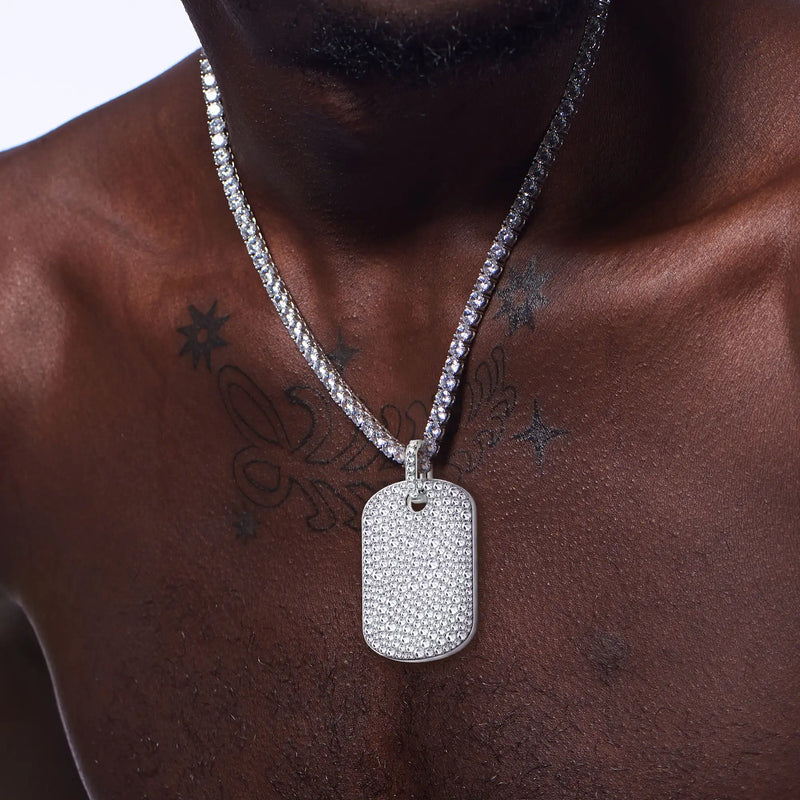 Reverse Set Diamond Dog Tag Pendant - APORRO