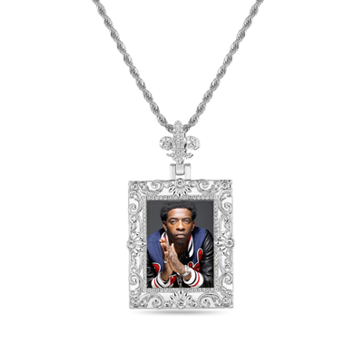 Custom Greek Pattern Vintage Rectangular Photo Pendant