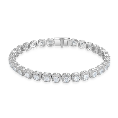 Brazalete de tenis agrupado con talla cojín - 7 mm