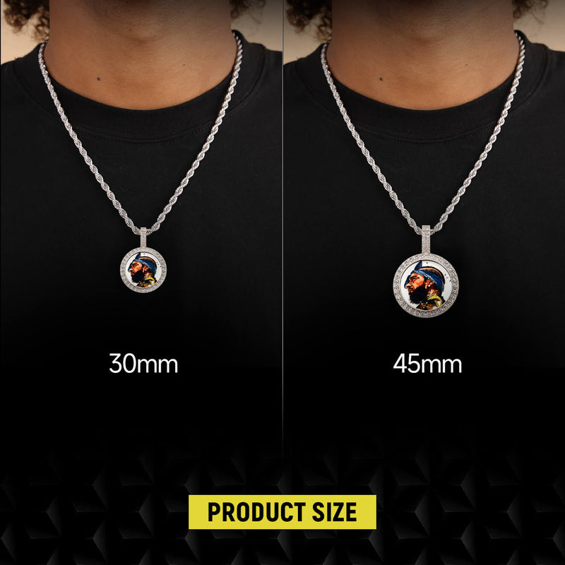 Colgante de collar con foto de moissanita personalizada de 45 mm