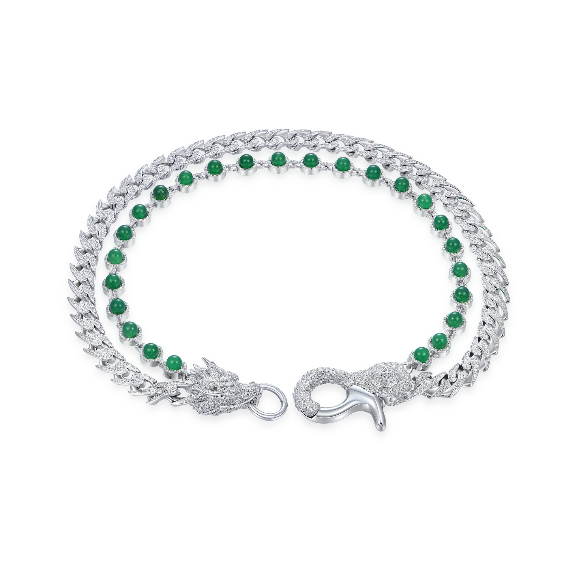 Wong ⅱ Ridge Jade Cuban Chain & Wallet Chain - 15mm