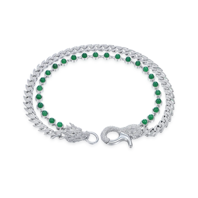 WONG Ⅱ Chaîne cubaine Ridge Jade & Chaîne de portefeuille - 15 mm