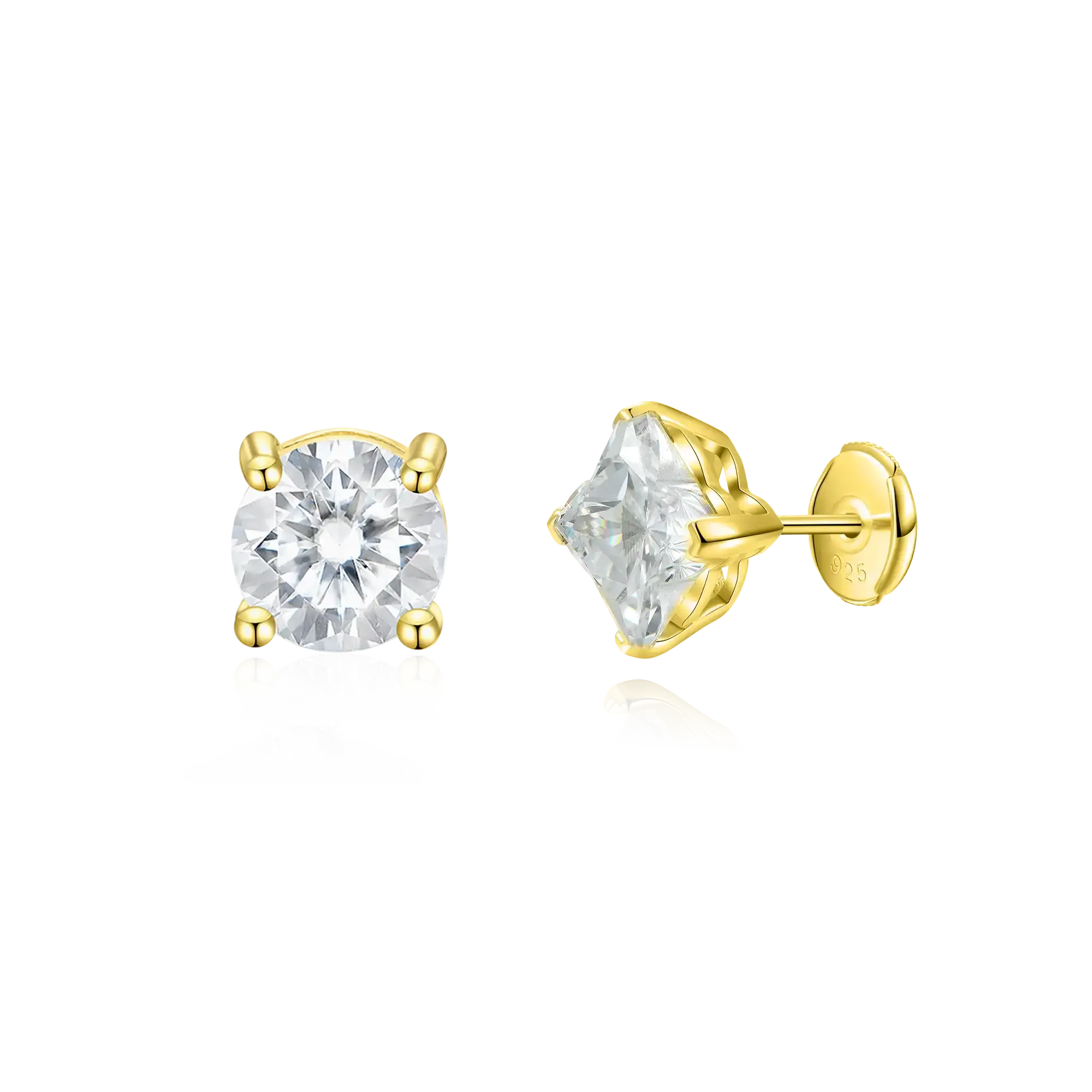 Moissanite Clover & Round Cut Stud Earring Set