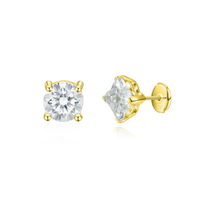 Moissanite Clover & Round Cut Stud Earring Set