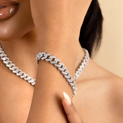 Round Cut Prong Cuban Link Bracelet - 10mm