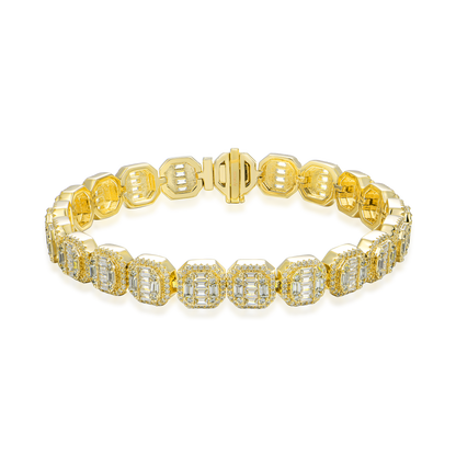 Moissanite Baguette Clustered Tennis Bracelet - 8mm