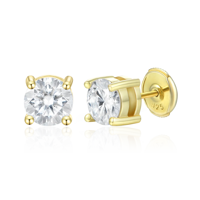 Round Cut Moissanite Stud Earring - APORRO Jewelry - APORRO