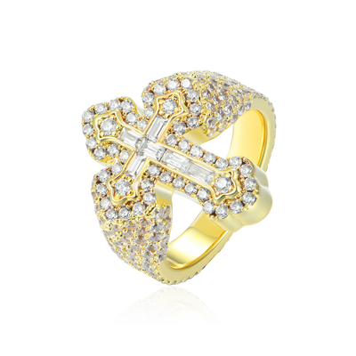 Anillo cruzado baguette de moissanita