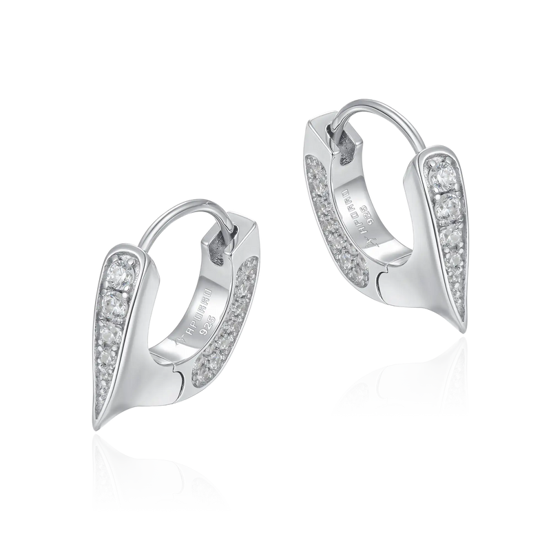 WONG Ⅱ Ridge Iced Out Hoop Earrings - Urban Jewelry - APORRO