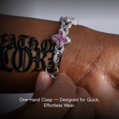 Bracelet Trèfle Lumineux Glacé - Diamant Rose