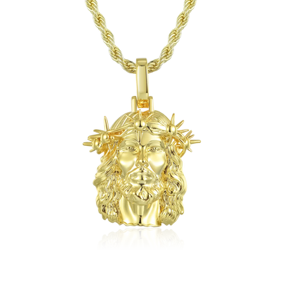 Jesus Piece Plain Gold Pendant - Micro