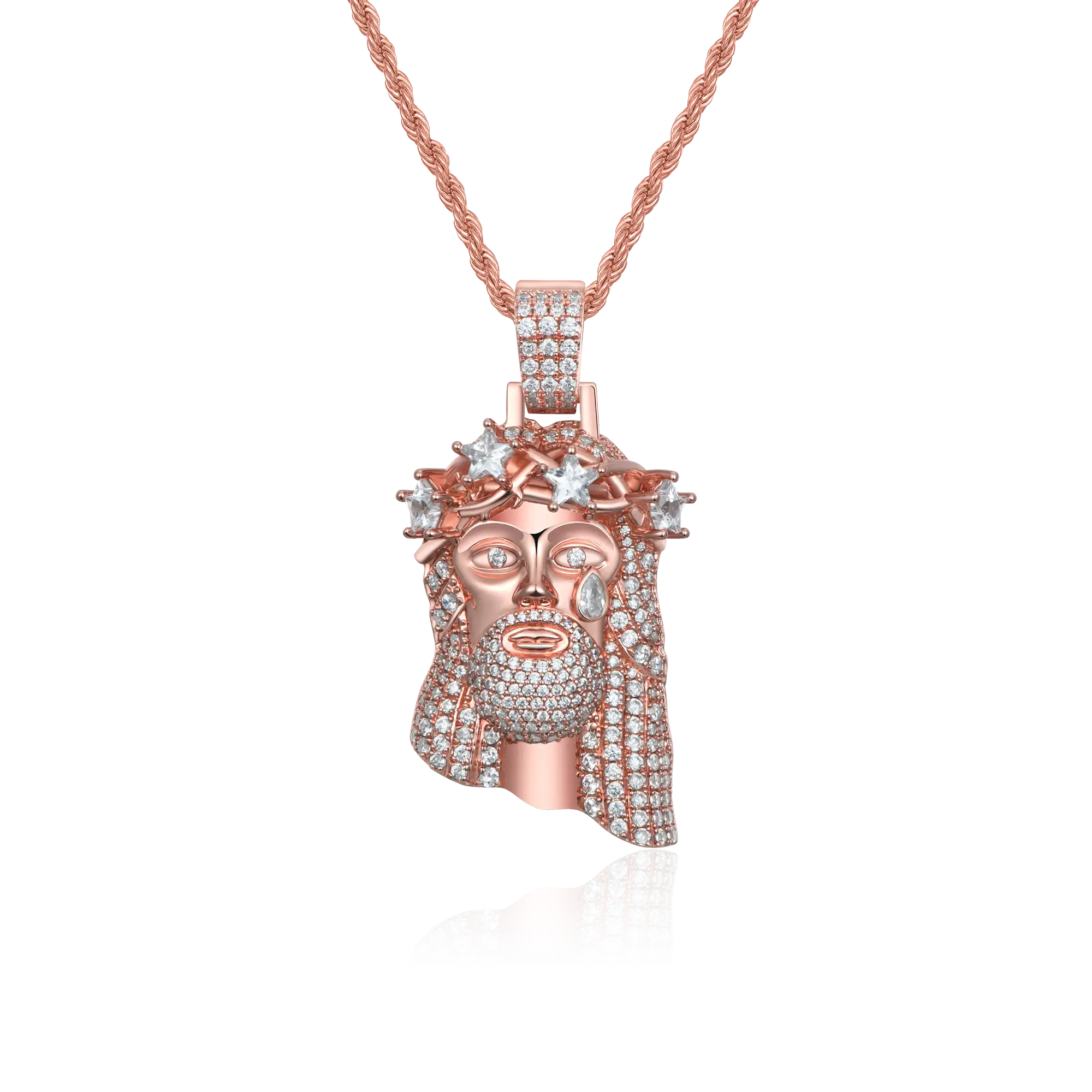 Rose Gold Stellar Jesus Pendant - Small