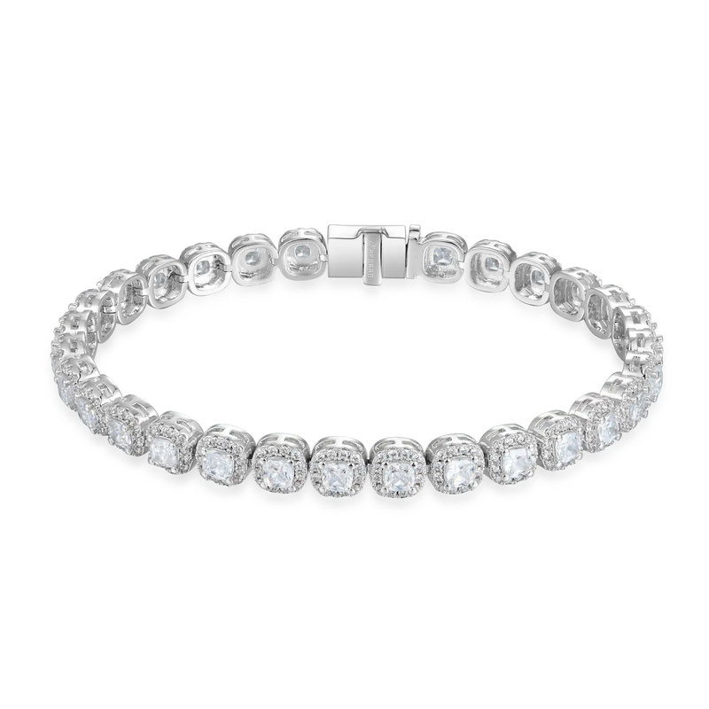 7mm Cushion-Cut Clustered Tennis Bracelet - APORRO HIP HOP JEWELRY - APORRO