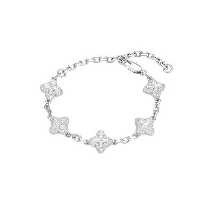 Iced Luminous Clover Adjustable Bracelet - White Diamond