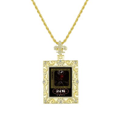 Custom Greek Pattern Vintage Rectangular Photo Pendant