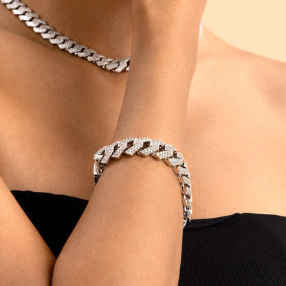 Round Cut Prong Cuban Link Bracelet - 12mm