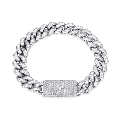 Pulsera cubana de Miami con cierre de caja de dragón WONG - 10 mm