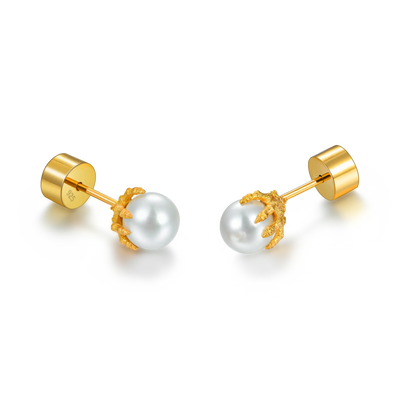 S925 WONG Dragon Pearl Stud Earring
