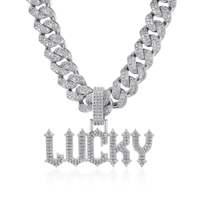 Custom Moissanite Gothic Name Pendant