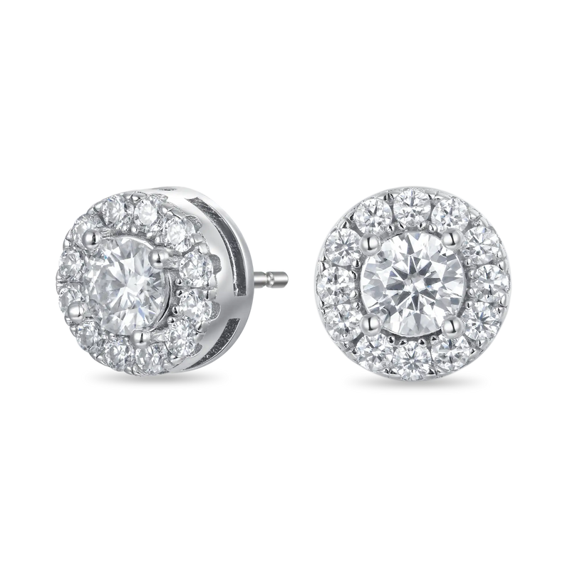 Halo Round Cut Stud Earring - APORRO