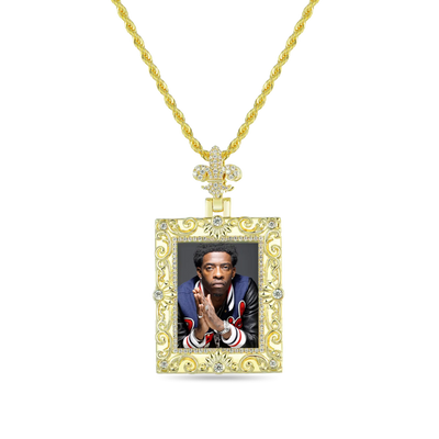 Custom Greek Pattern Vintage Rectangular Photo Pendant
