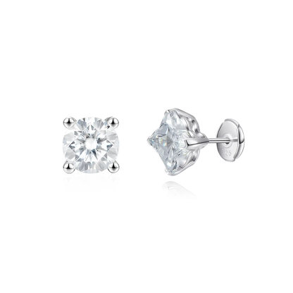 Moissanite Clover & Round Cut Stud Earring Set