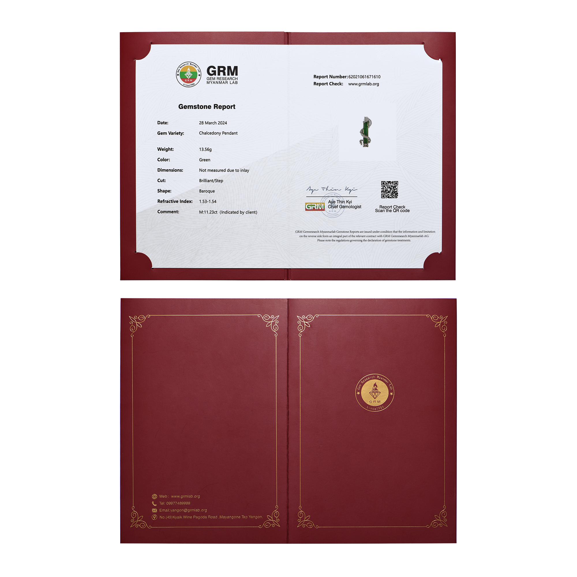 GRM Jade Gemstone Certificate