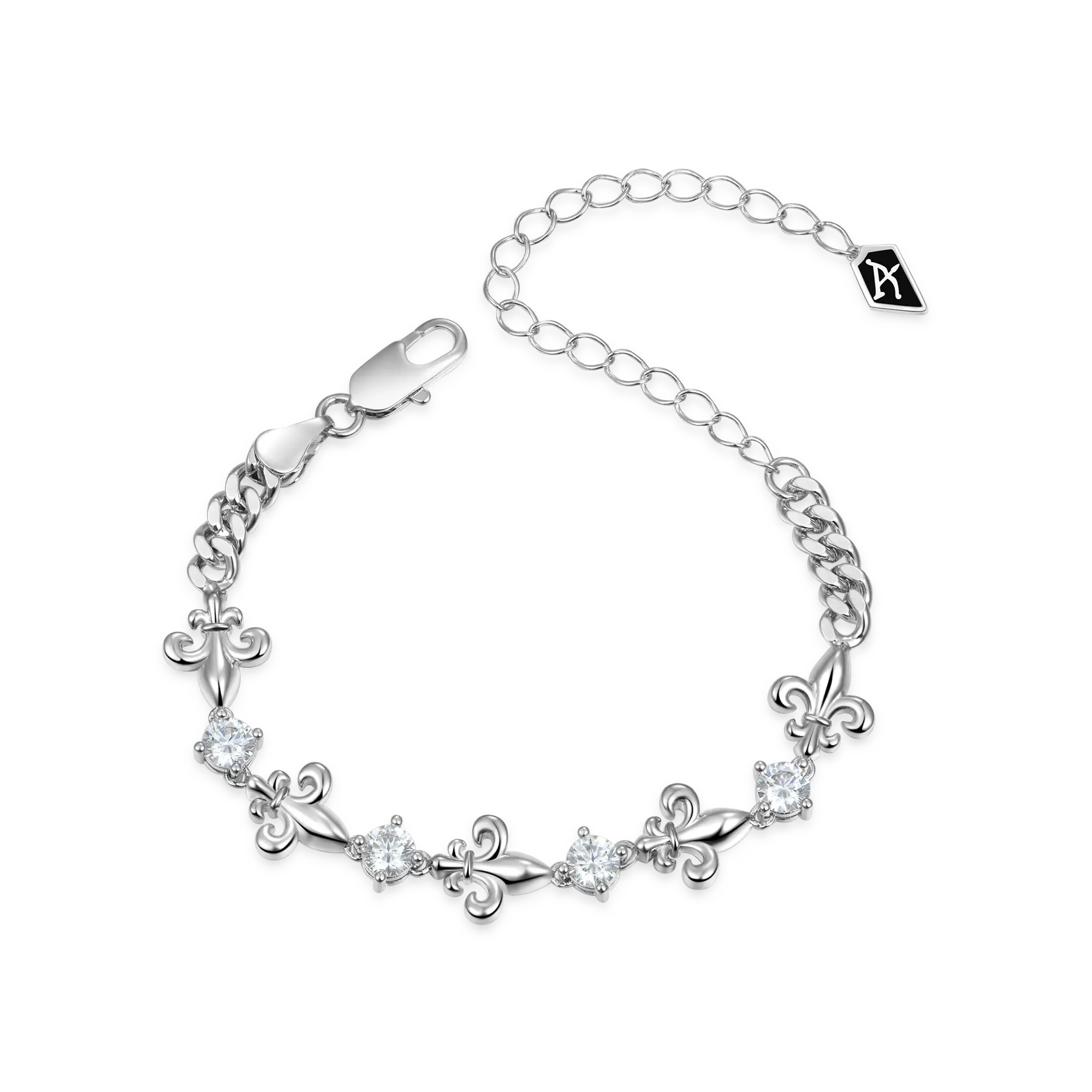 Bracciale cubano regolabile da Fleur de lis - 4 mm [solo negli Stati Uniti]