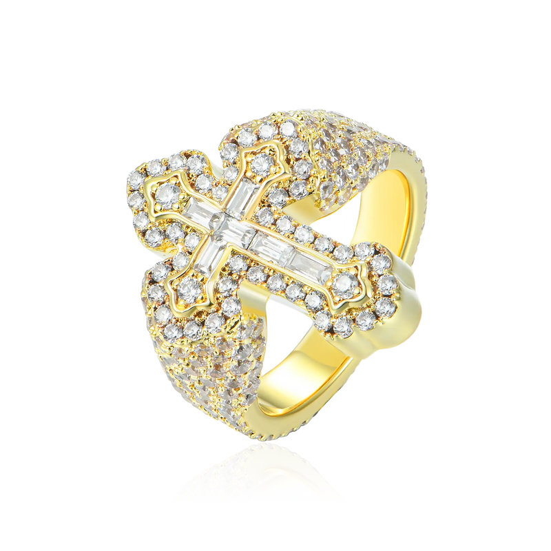 Moissanite Baguette Cross Ring - APORRO