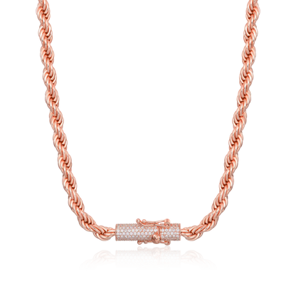 Catena di corda da 6 mm con chiusura ghiacciata - oro rosa