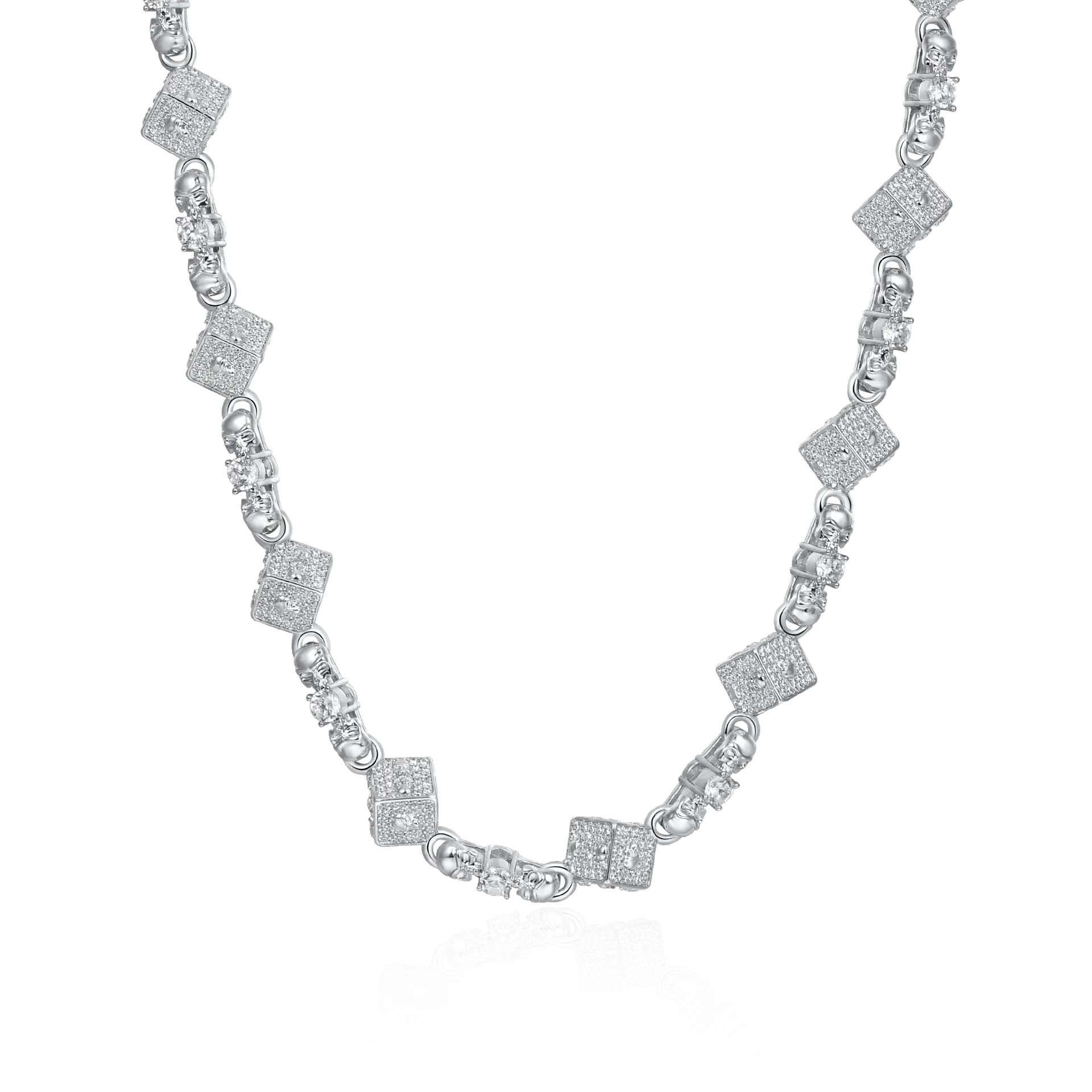 10mm 18K White Gold Skull Dice Luxe Chain & Wallet Chain