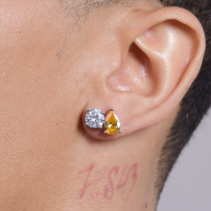 Moissanite Toi et Moi Stud Earrings – Round & Pear