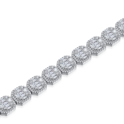 Pulsera de tenis agrupada en forma de baguette - 8 mm