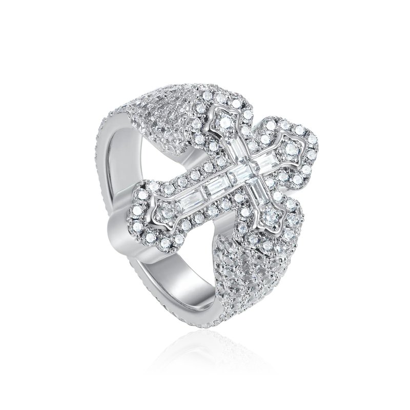 Moissanite Baguette Cross Ring - APORRO