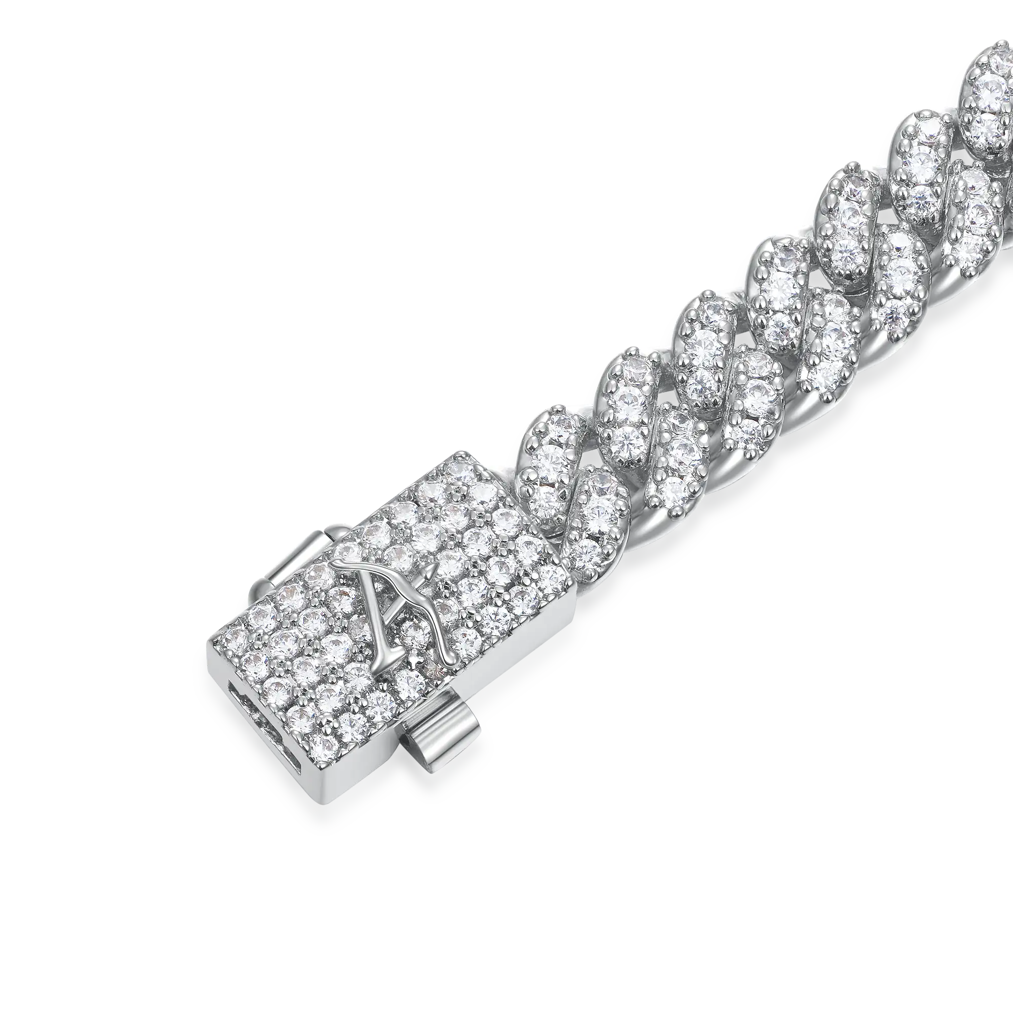 Pulsera de enlace cubano de corte redondo de moissanita - 6 mm