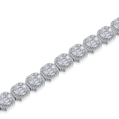 Moissanite Baguette Clustered Tennis Bracelet - 8mm