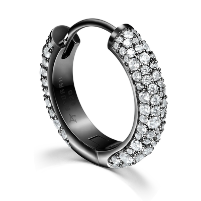 S925 Round Paved Hoop Earring - Medium