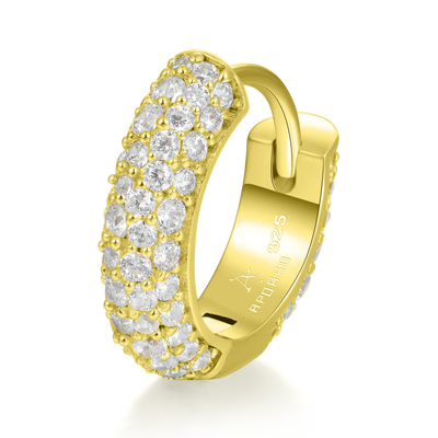 S925 Round Paved Hoop Earrings