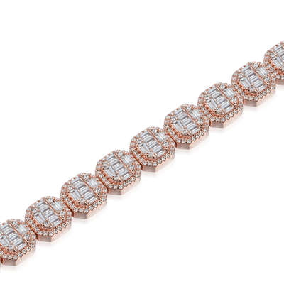 Pulsera de tenis agrupada en forma de baguette - 8 mm