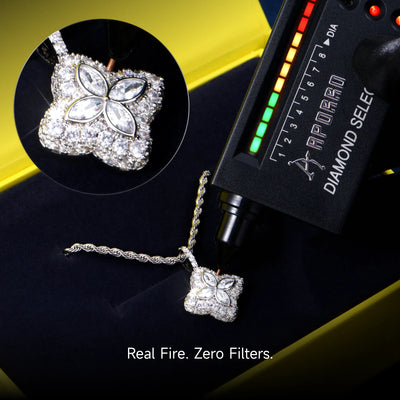 Moissanit Leuchtender Kleeblatt-Anhänger – Weißer Diamant