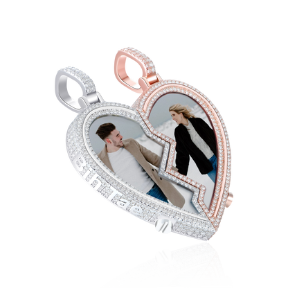 Pendentif photo personnalisé avec cadre en forme de cœur éternel