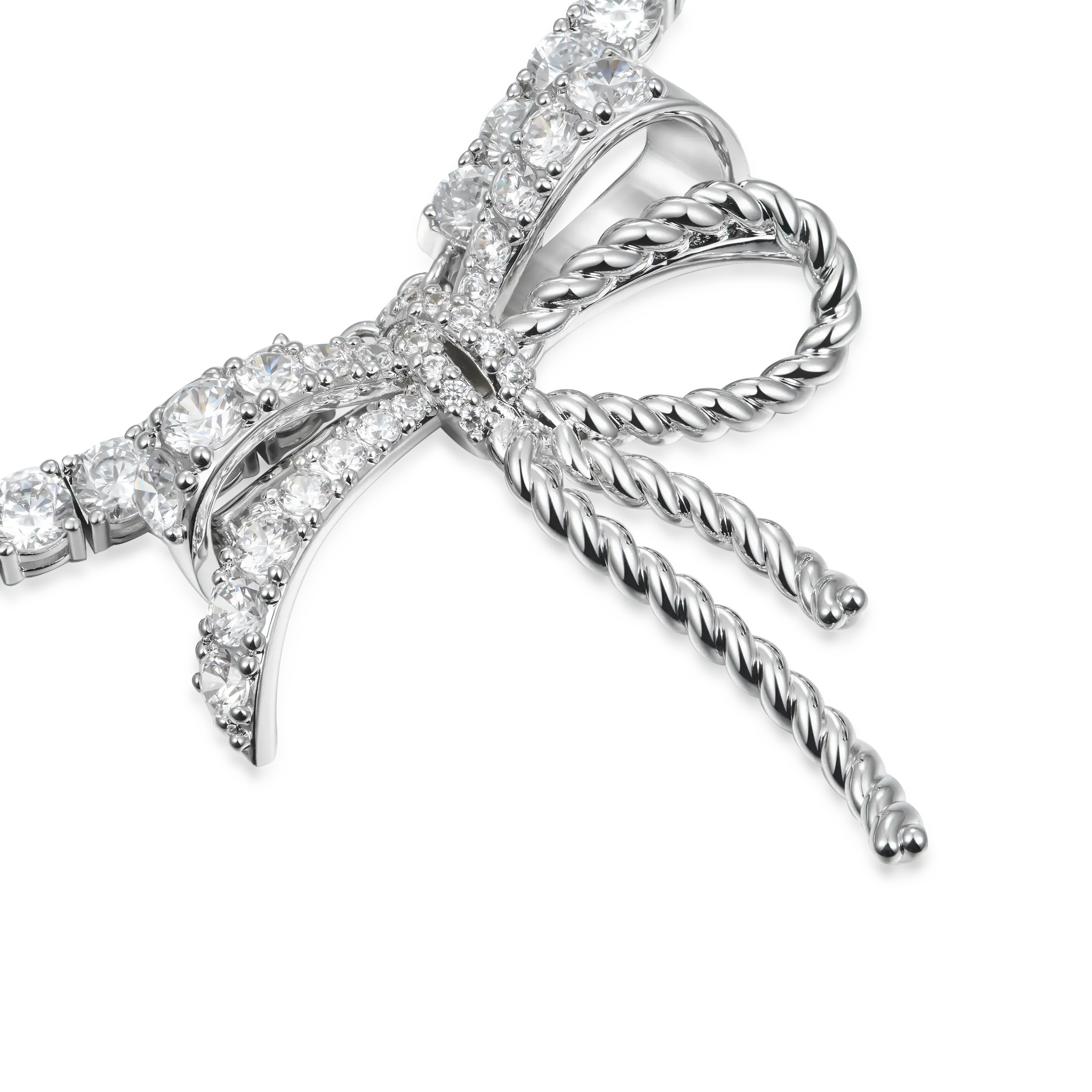 Iced Out Tennis Ribbon Tie Necklace - 5mm