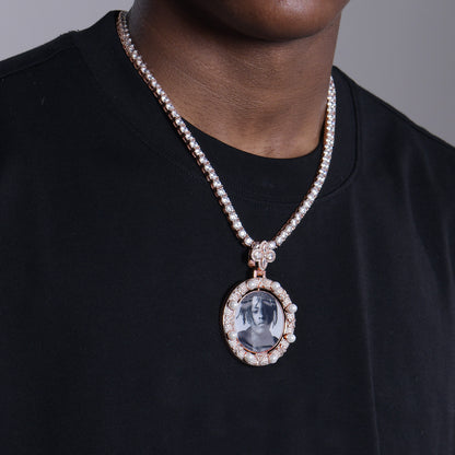 Custom Clover Pearl Reversible Photo Frame Pendant