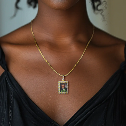 Pendent photo rectangulaire personnalisé